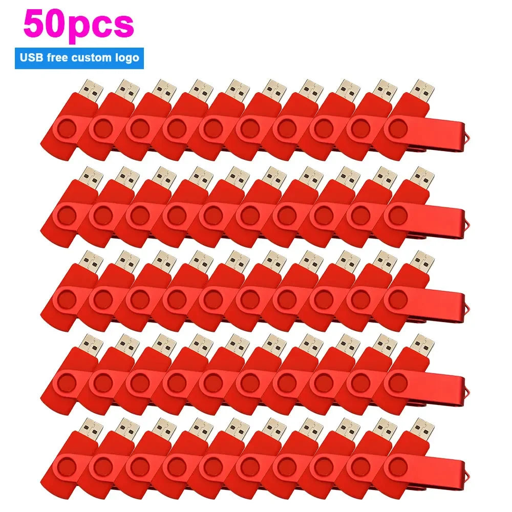 Set of 50 USB 2.0 Flash Drives with multiple capacities 1GB-64GB
