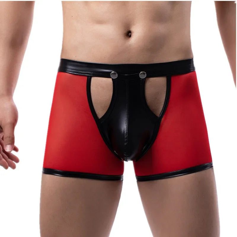 Quần Lót Nam Lưới Trong Suốt Da Giả Tháo Rời