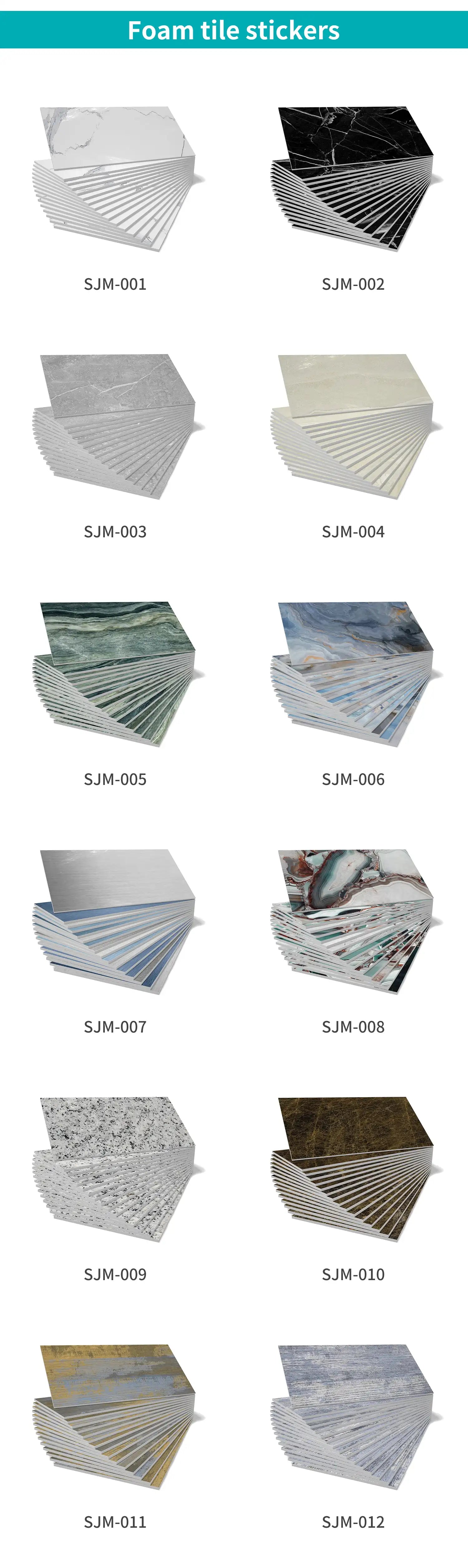 Self Adhesive Foam Ceramic Tile Stickers Bathroom Kitchen Waterproof Anti Fouling Thickened Wall Decoration Marble Decals