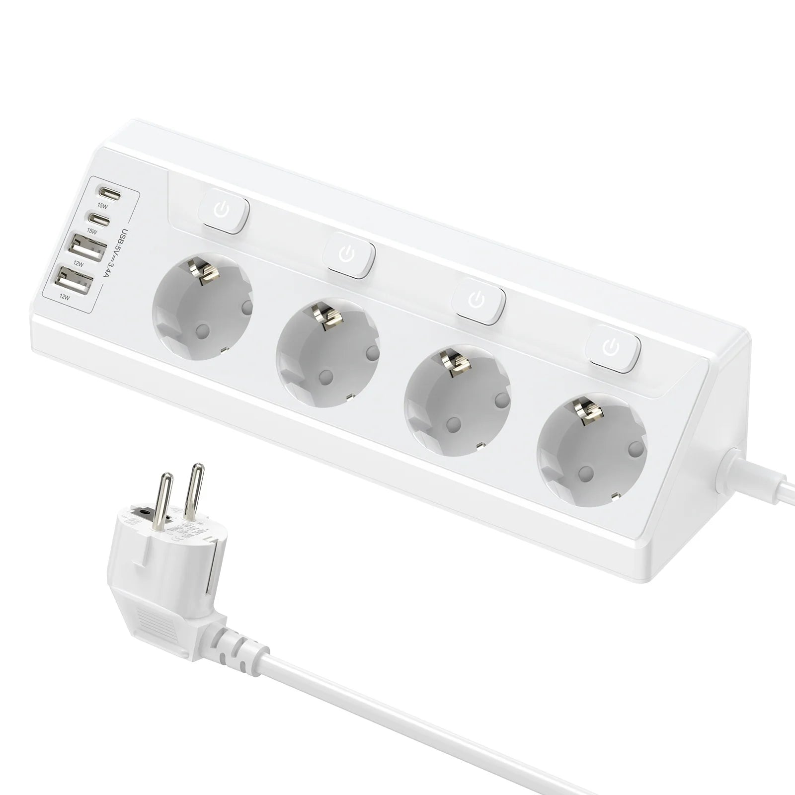 Ổ Cắm Đa Năng EU 4 Lỗ, 2 USB, 2 Type-C, Công Tắc Riêng - Daisan Mart