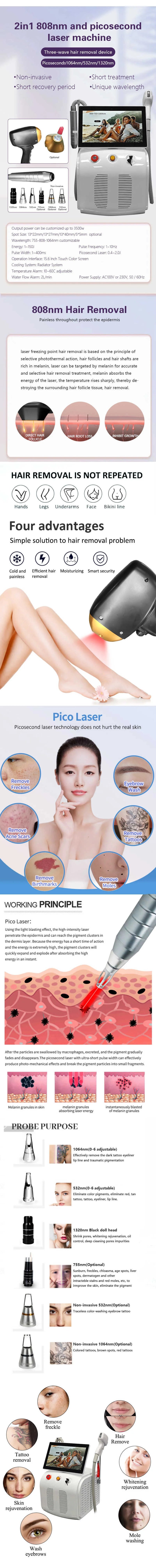 808 Diode Laser Hair Removal Machine 4-Wave Painless Permanent Portable 4000W Device  Soprano Titanium - Daisan Mart