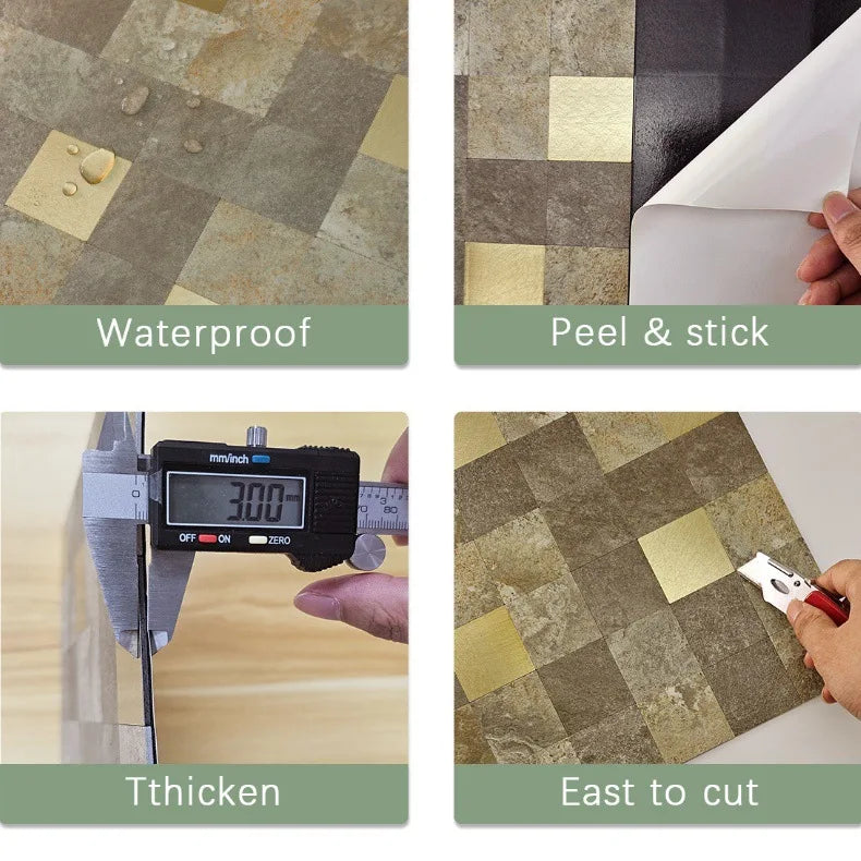 Tấm Ốp Tường Chống Nước Tự Dính Kim Loại & Đá 50cm