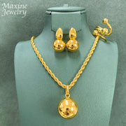 Luxurious Gold Plated Jewelry Set for Women's Wedding Party