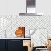 10pcs/set White Gray Brick Tiles Sticker Kitchen Backsplash Oil-proof Cupboard Washbasin Peel &amp; Stick Waterproof Art Wallpaper