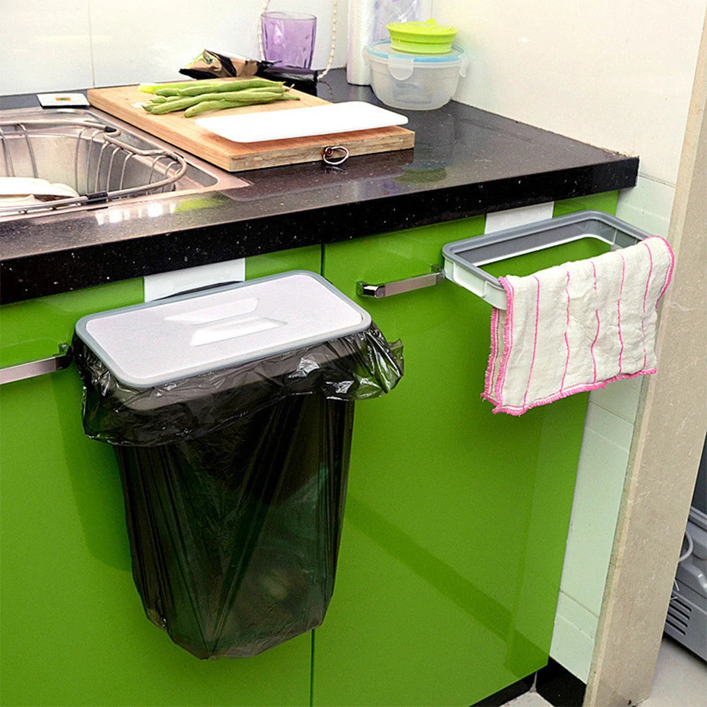 Behind-the-Door Trash Bag Holder Saves Kitchen Space