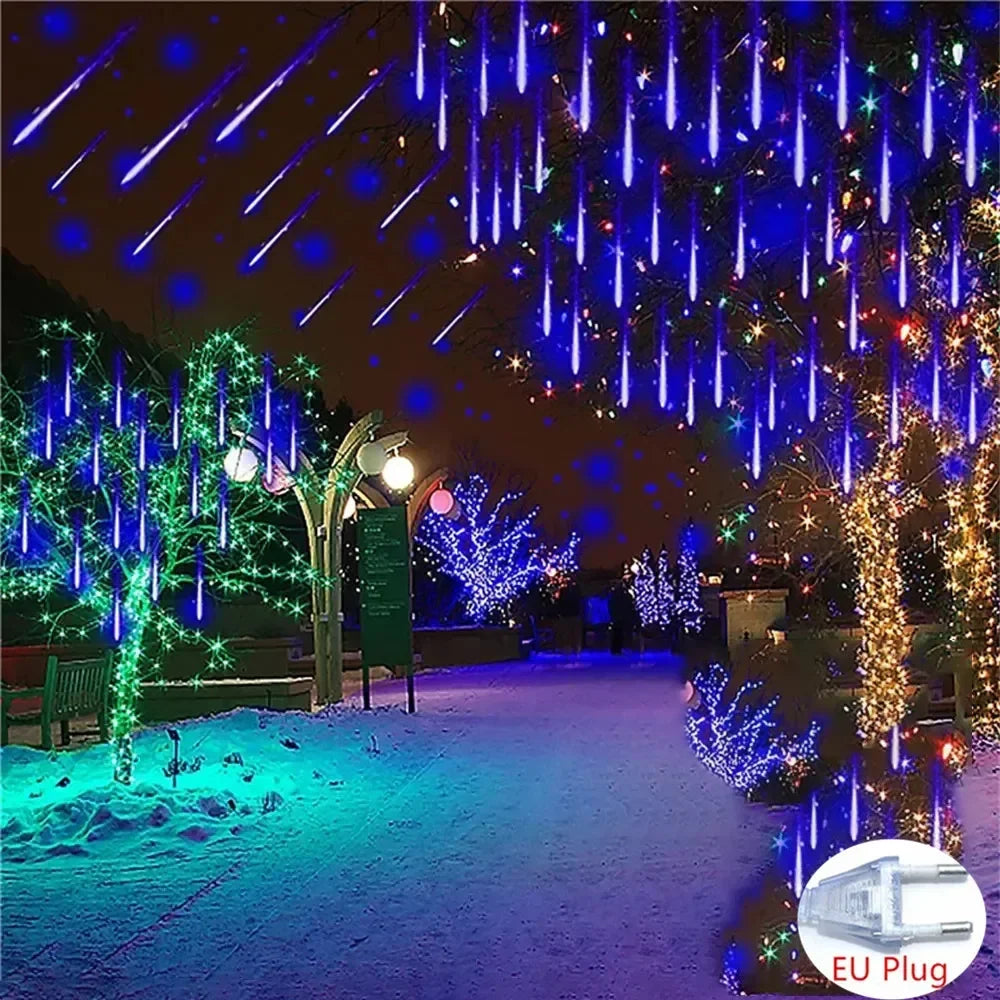 Đèn LED Mưa Sao 8Tube Trang Trí Noel Ngoài Trời EU Plug