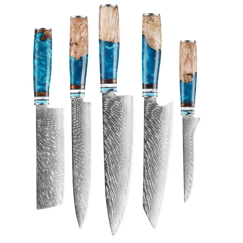 Damascus Kitchen Knife Set - Sharp and Multi-Purpose Japanese