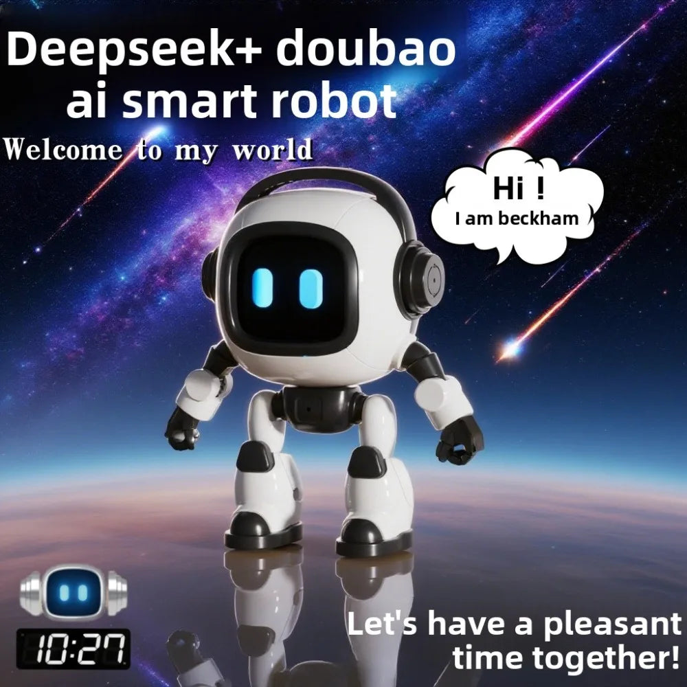 AI Interactive Desk Robot with Voice Recognition Feature Talking Companion, Learning Games, Educational Toy for Kids - Daisan Mart