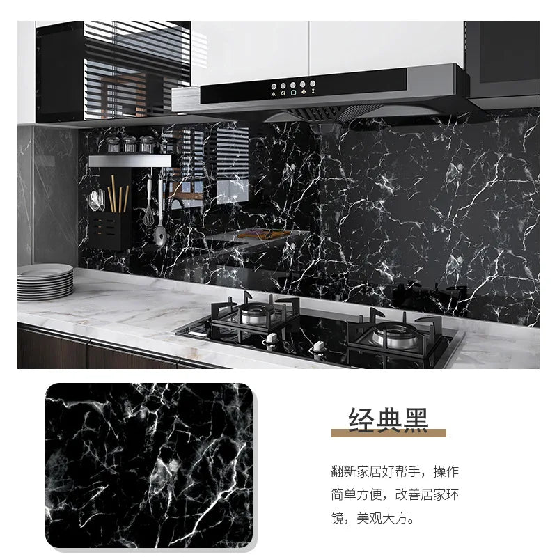60cm Marble Vinyl Film Self Adhesive Wallpaper Bathroom Kitchen Cupboard Countertops Contact Paper PVC Waterproof Wall Stickers