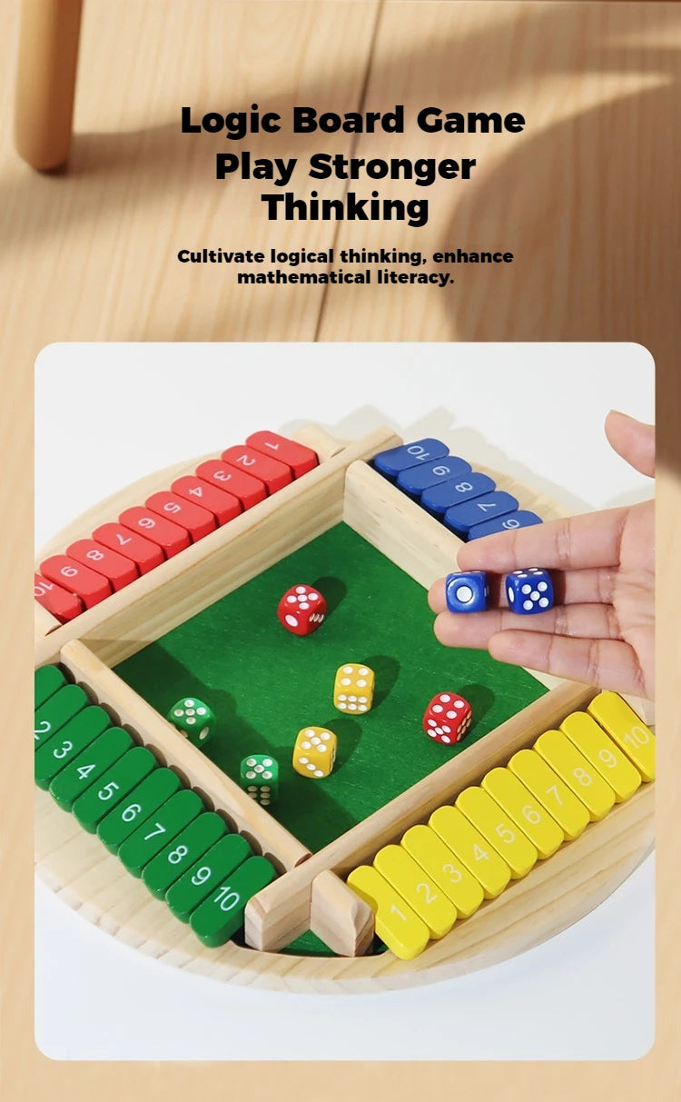 Round Flipping Game, Wooden Number Game, Shut The Box Dice Game - Parent-Child Board Game, Bar Party, Leisure Gambling Game