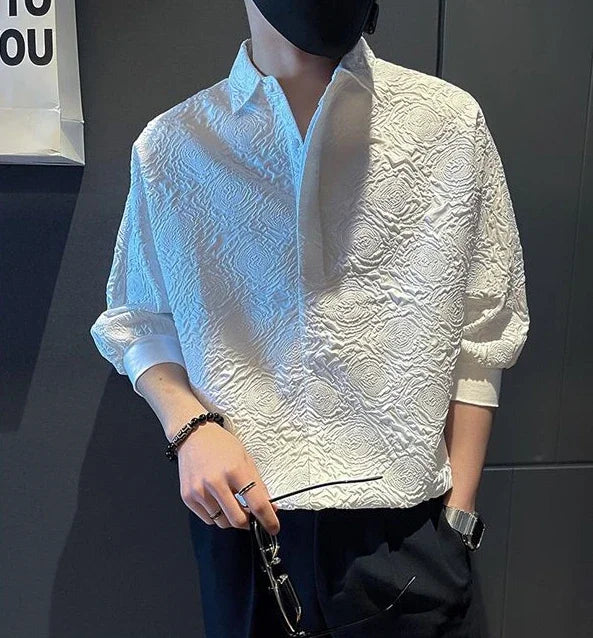 Latest Classy 2025 Men's White Half-Sleeve Shirt