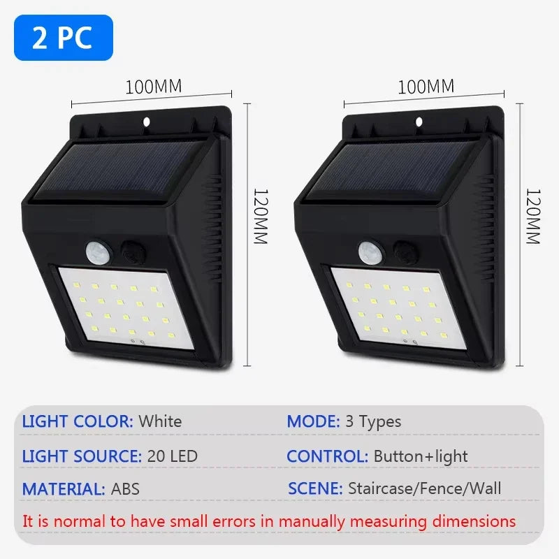 Đèn Tường Năng Lượng Mặt Trời 20LED Cảm Biến Chuyển Động - Daisan Mart