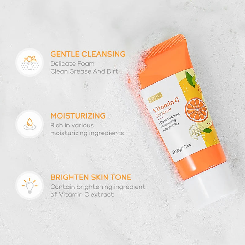 Vitamin C Facial Cleanser Skin Deep Cleansing Moisturizing Blackhead Removal skincare Face Wash Foam Face Cleanser Skin Care