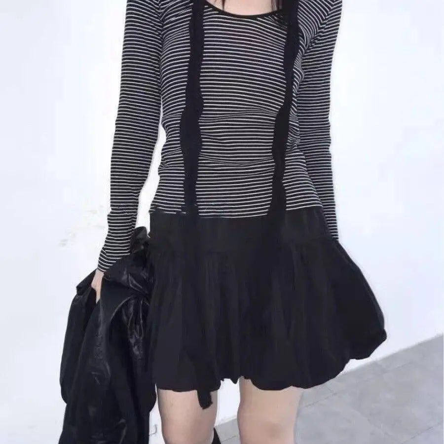 Yedinas Gothic Ball Gown Mini Skirt Women Summer 2024 Bow Korean Fashion Elastic Waist Pleated Short Skirt For Women Y2k Chic - Daisan Mart