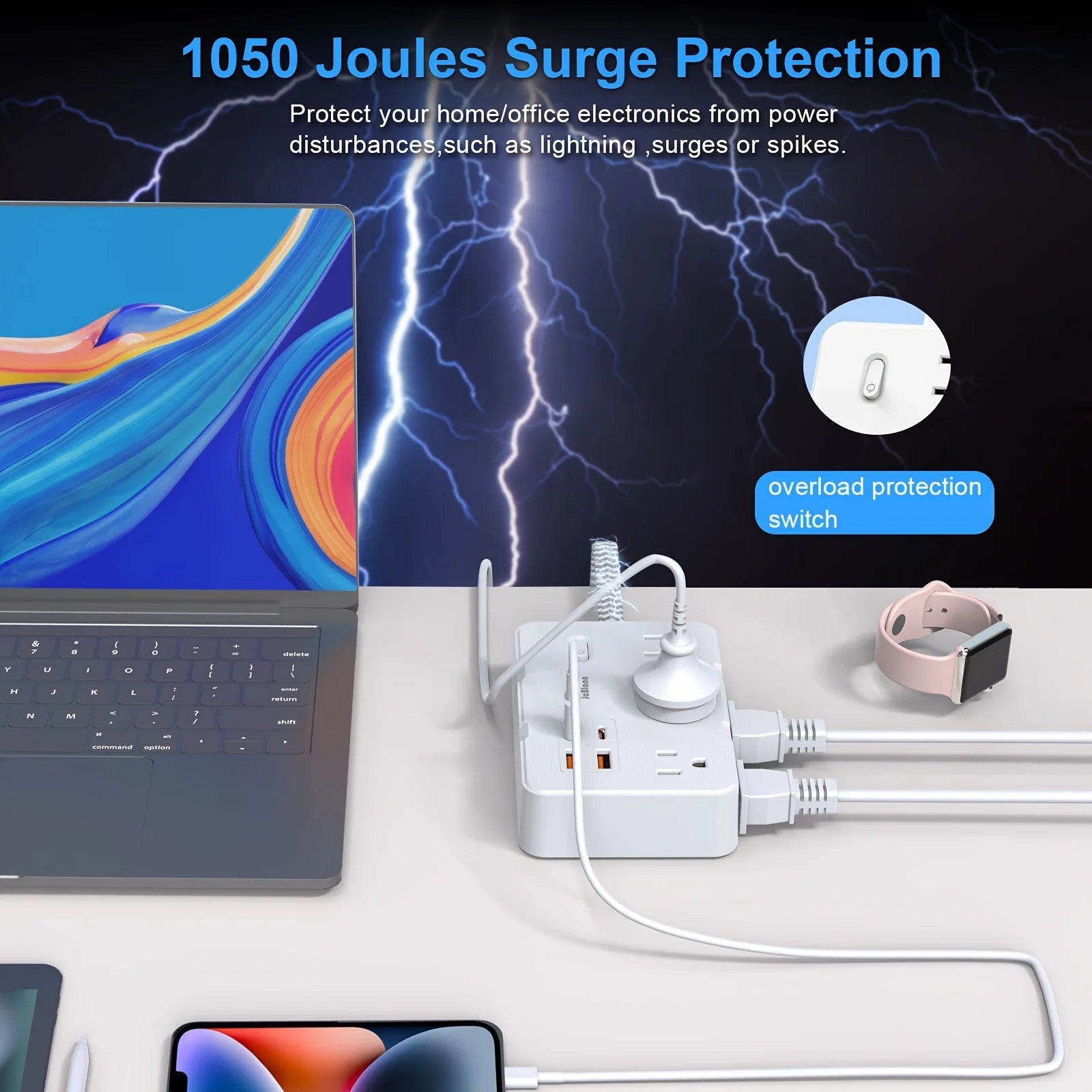 Ổ Cắm Điện Thông Minh Đa Năng Có USB Type-C, Dây Bện - Daisan Mart