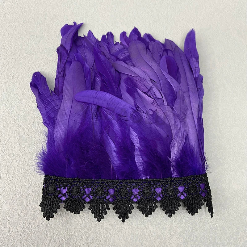 Natural Feather Sleeve Cuffs Gloves Party Cosplay Lace Wrist Cuffs Fur Sleeve Furry Accessories Carnival Stage Show Costume - Daisan Mart