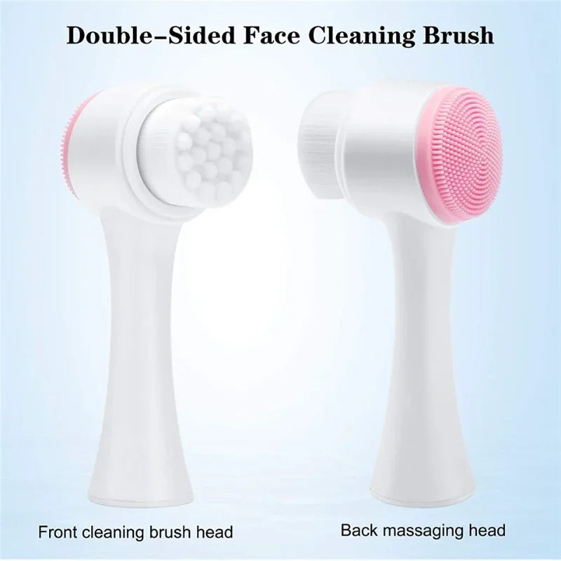 Double-sided soft exfoliating 3D silicone facial brush