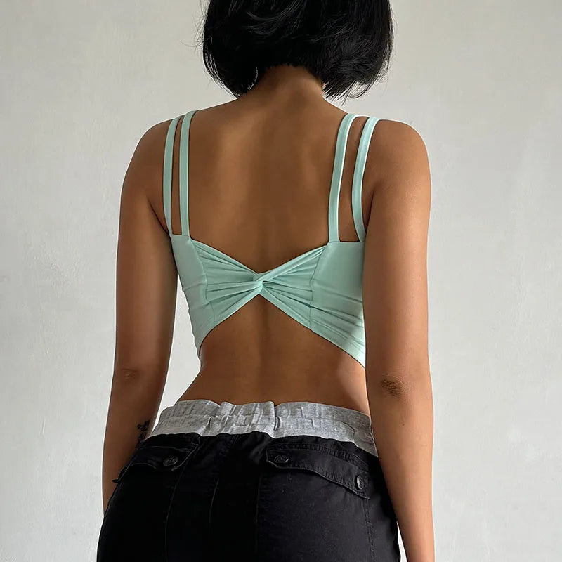 Áo Tập Nữ Đệm Cố Định, Sexy, Thắt Nút Sau, Yoga - Daisan Mart