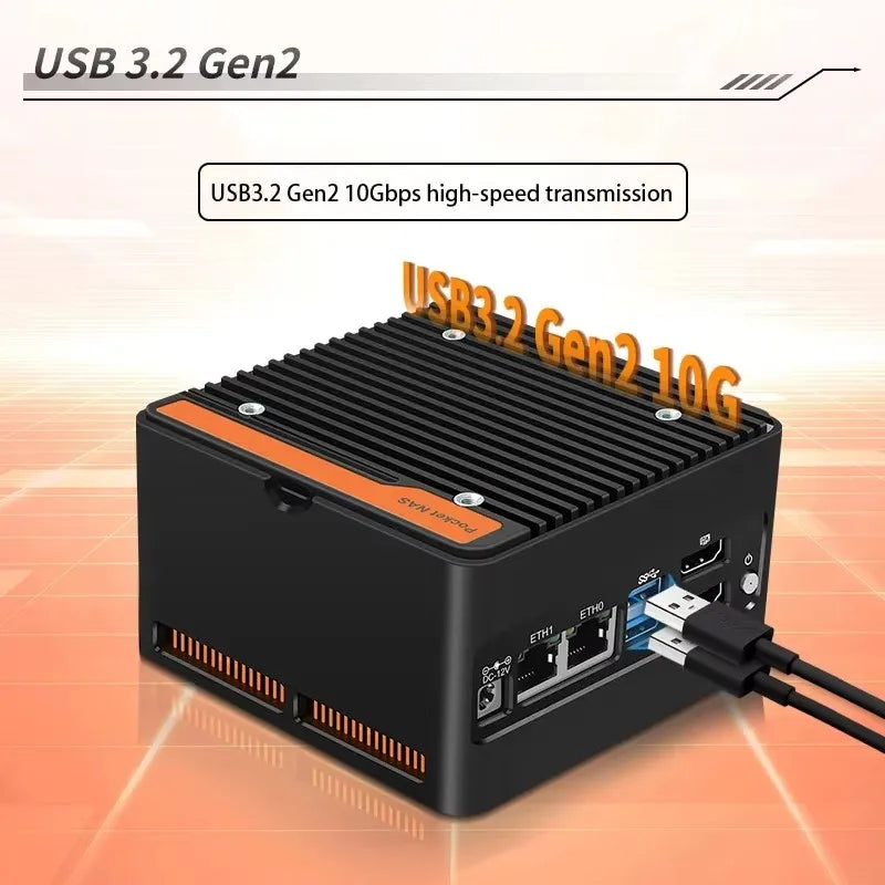 Hot 4 x NVMe Mini NAS Server 4 Bay NAS N100 i3 N305 Pocket PC with Dual LAN,Dual HDMI 2.0,USB3.2 Gen2,Support BT5.4/WiFi6/WiFi7