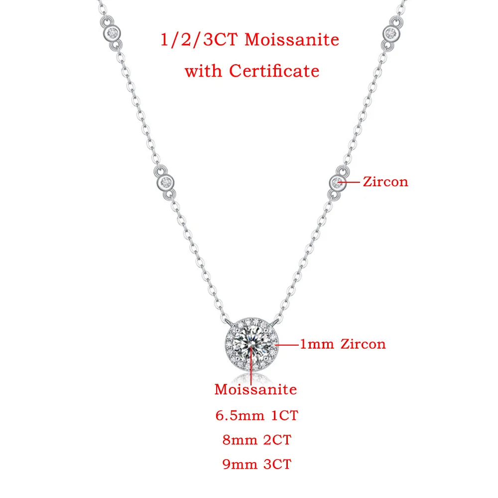 Vòng Cổ Nữ Moissanite 925 Bạc Ý - FEOBUR Sang Trọng