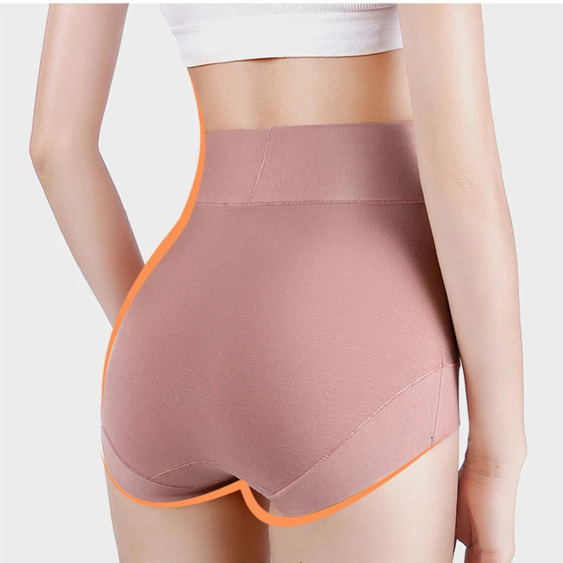 Women's cotton high-waisted, stretchy, belly-hugging panties, 2 pieces