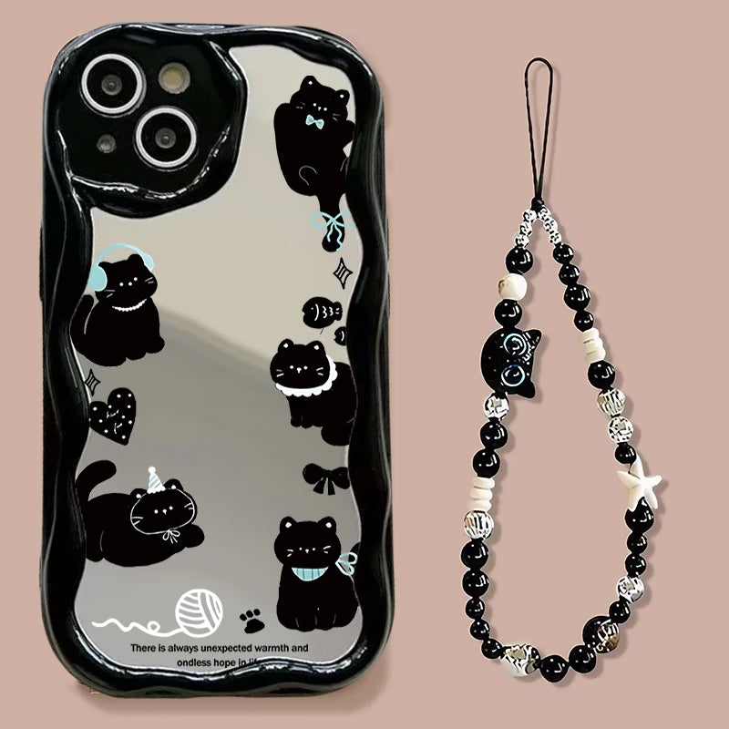 Cute Cat Makeup Mirror Case For iPhone