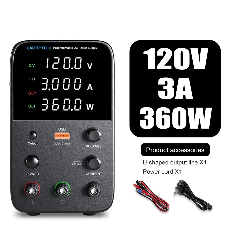 Wanptek DC Power Supply 30V 10A 5A Variable Bench Power Supply Adjustable Lab Power Supply 60V 5A 120V 3A Voltage Regulator