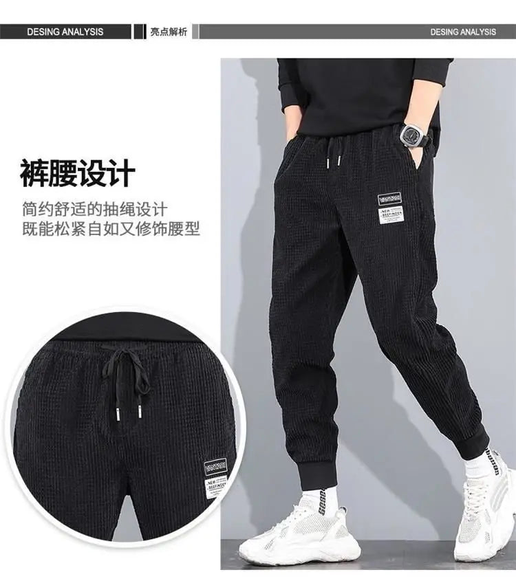 ###Korean Men's Jogger Pants Spring and Autumn: Simple Fashion