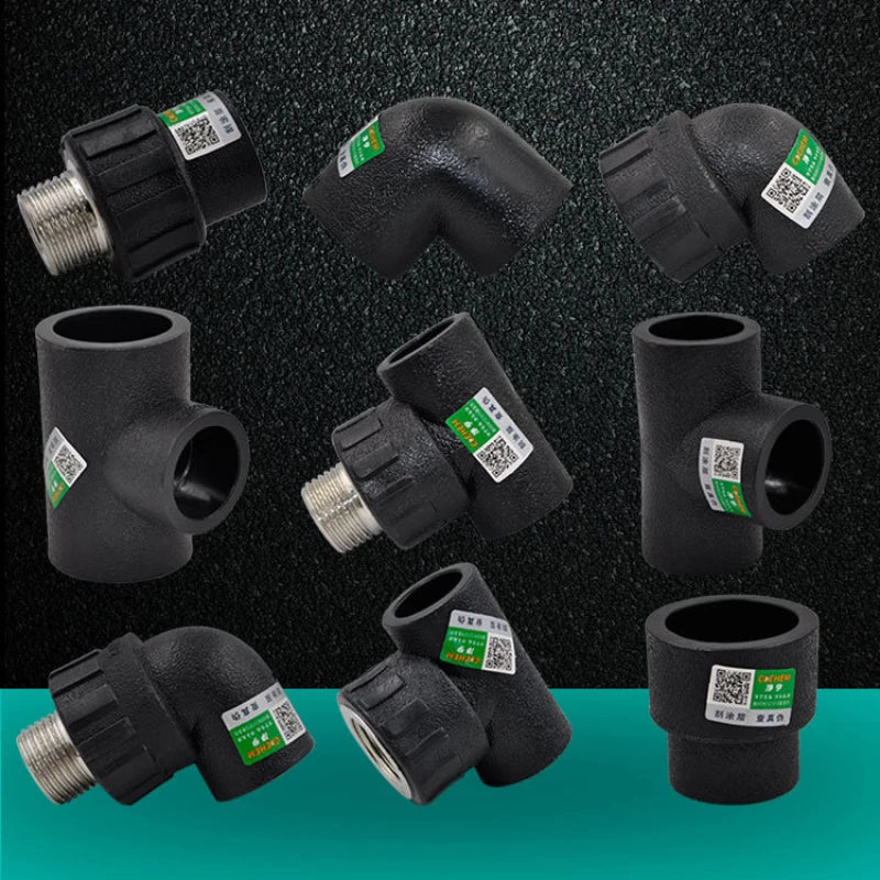 PE Water Pipe Fittings Reducer Direct Elbow Tee Water Supply Pipe 6 Points Internal and External Wire Joint Fittings 4 Points 20 - Daisan Mart