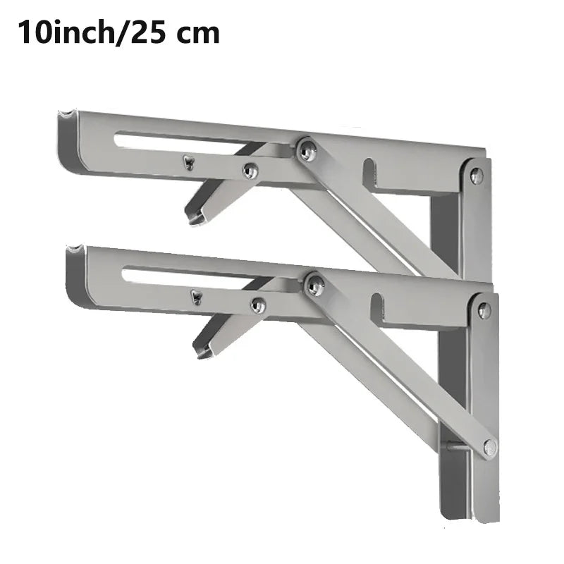 2PCS Sturdy Steel Folding Shelf Brackets Wall-Mounted Design for Workbench Table, Table Shelves Angle Bracket Home Hardware - Daisan Mart