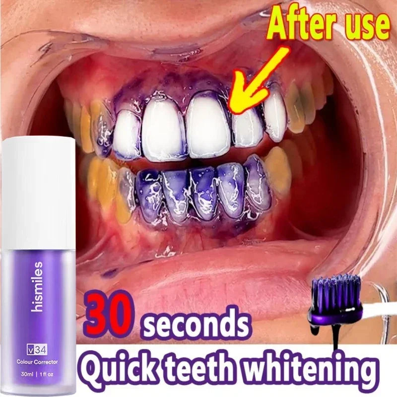 30ml V34 SmileKit Purple Toothpaste Removes Tartar Clean Oral Hygiene Fresh Breath Whitening Teeth Care Products - Daisan Mart
