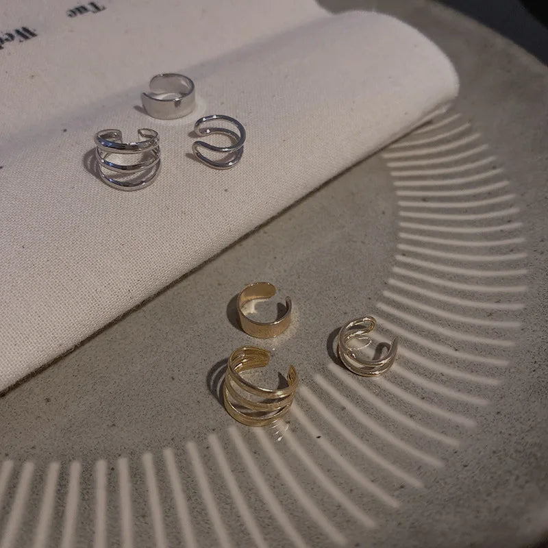 Khuyên Tai Kẹp Lá Bạc Đơn Giản Cá Tính Unisex Sáng Tạo