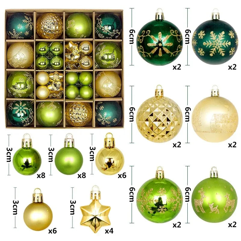Christmas Balls for Tree Decoration 44 Pieces 3/6CM