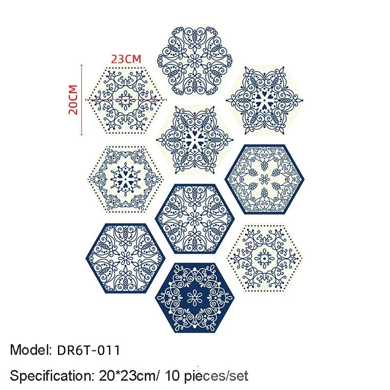 10/20PCS Wall Sticker Hexagon Self Adhesive Waterproof Vinyl PVC Floor Tile Wallpaper Sticker Kitchen Bathroom Home Decoration