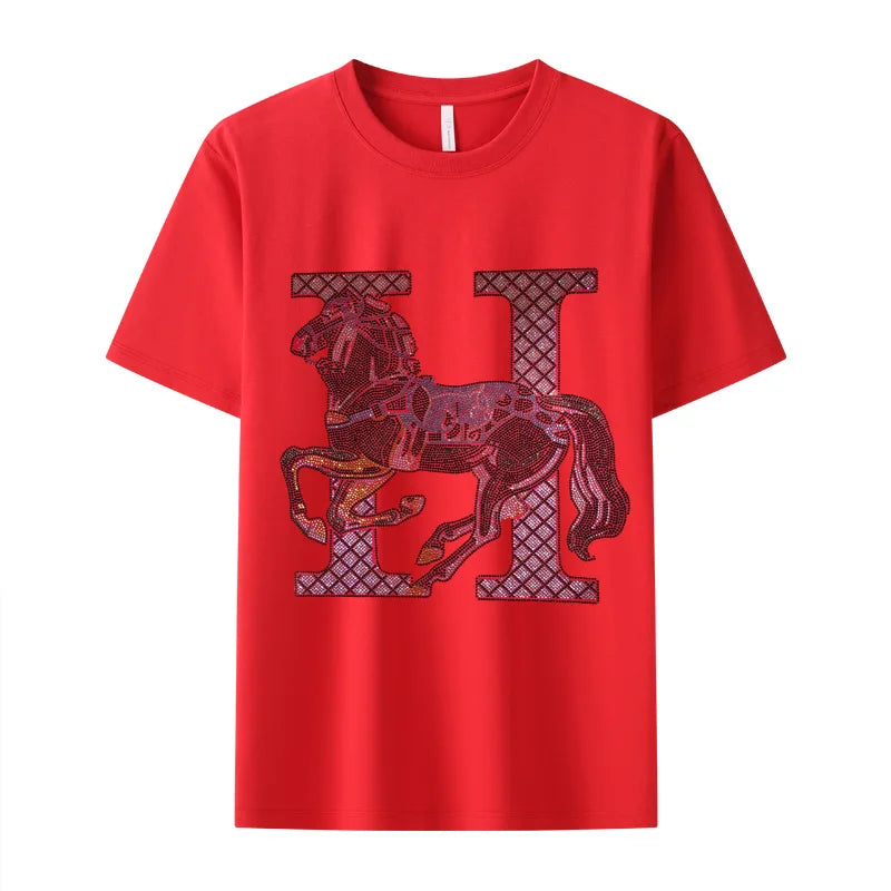 Áo Thun Nam Cotton Họa Tiết Kim Cương Thoải Mái