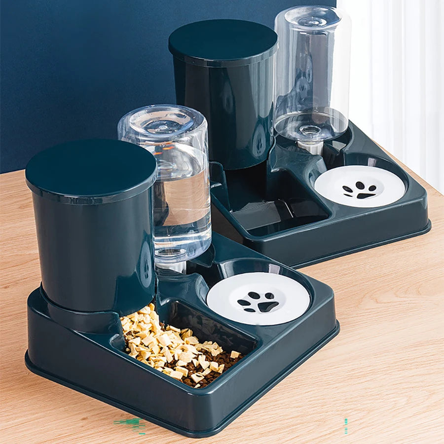 Automatic Cat Feeder Water Dispenser Set, 2 In 1 Tilted Automatic Pet Food And Water Feeder Gravity Food Feeder and Waterer - Daisan Mart