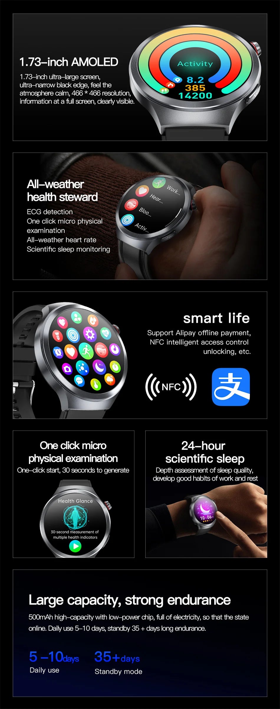 Đồng hồ thông minh sức khỏe ECG+PPG 2026 chính xác cao