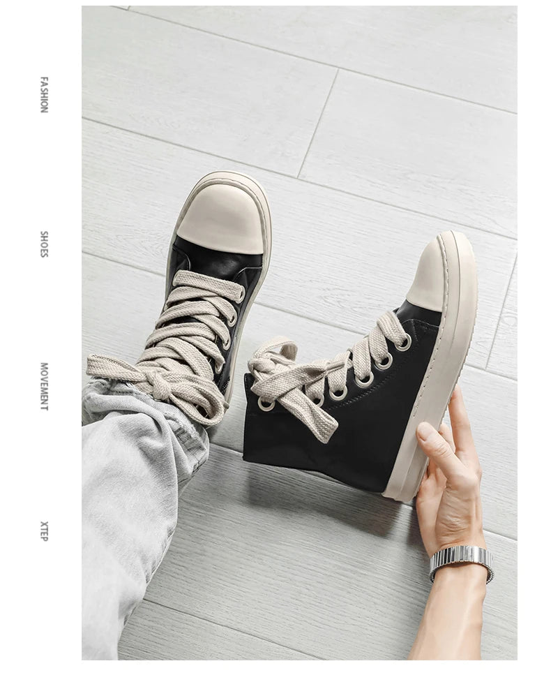 Unisex Autumn Winter High-Top Orange Sneakers Fashion