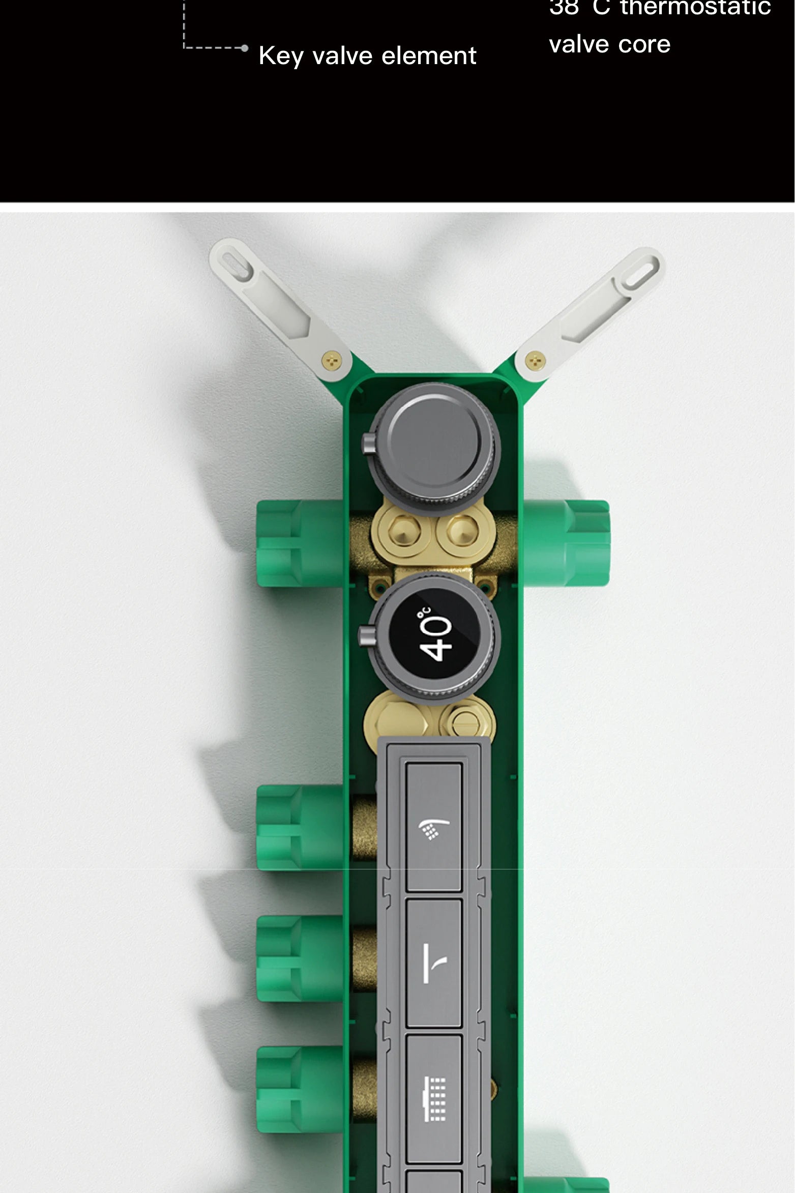 Vòi sen đen đồng thau LED 4 chức năng cao cấp