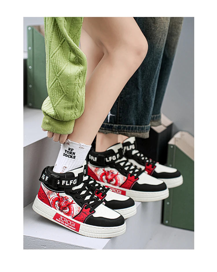 High-end Men's Sneakers with Fashionable Printed Patterns