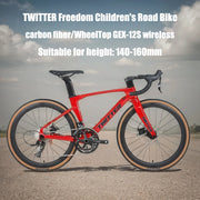 Twitter children's carbon fiber road bike 24 inch Hydraulic Disc Brake Road Racing Bicycle WheelTop GEX-12S student bicicleta