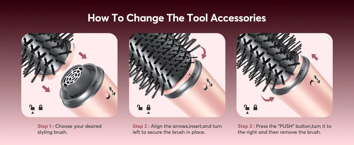 High Speed ​​5 in 1 Hair Dryer Hot Air Comb Set,Hair Brush Curling Iron Hair Straightener Styling Tool For Blow Dryer Gift Box