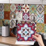 24pcs Of Exquisite Colorful Tile Stickers European Style Wall Stickers Pvc Waterproof Bathroom Kitchen Self-Adhesive Wallpaper