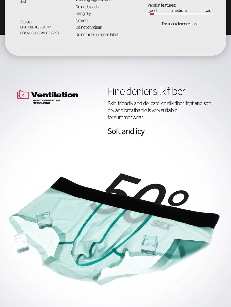 3-piece super thin, cool, breathable men's underwear