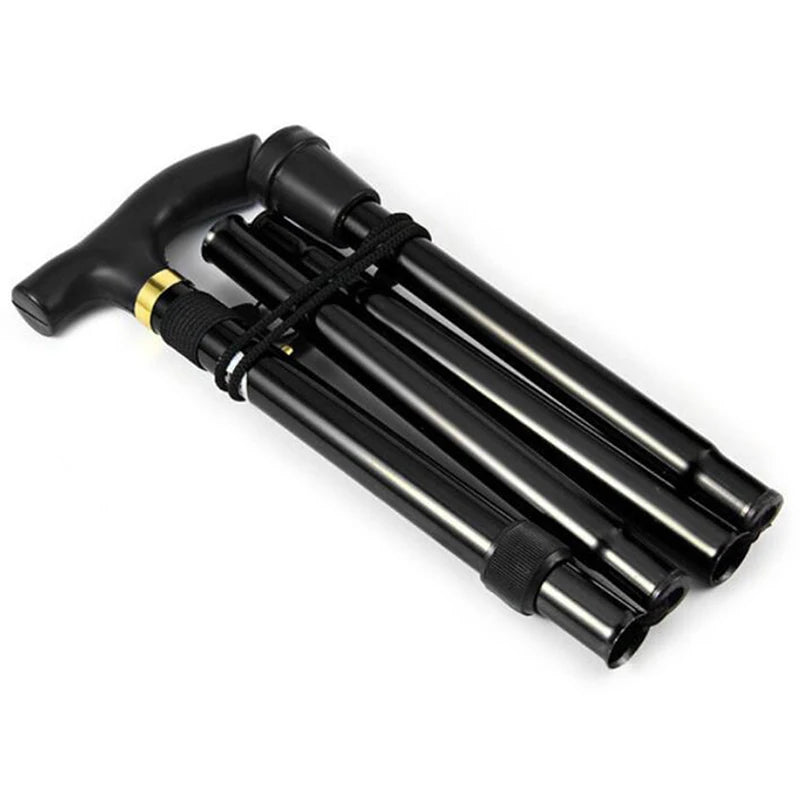 Multi-function 4-section Aluminum Alloy Folding Trekking Stick