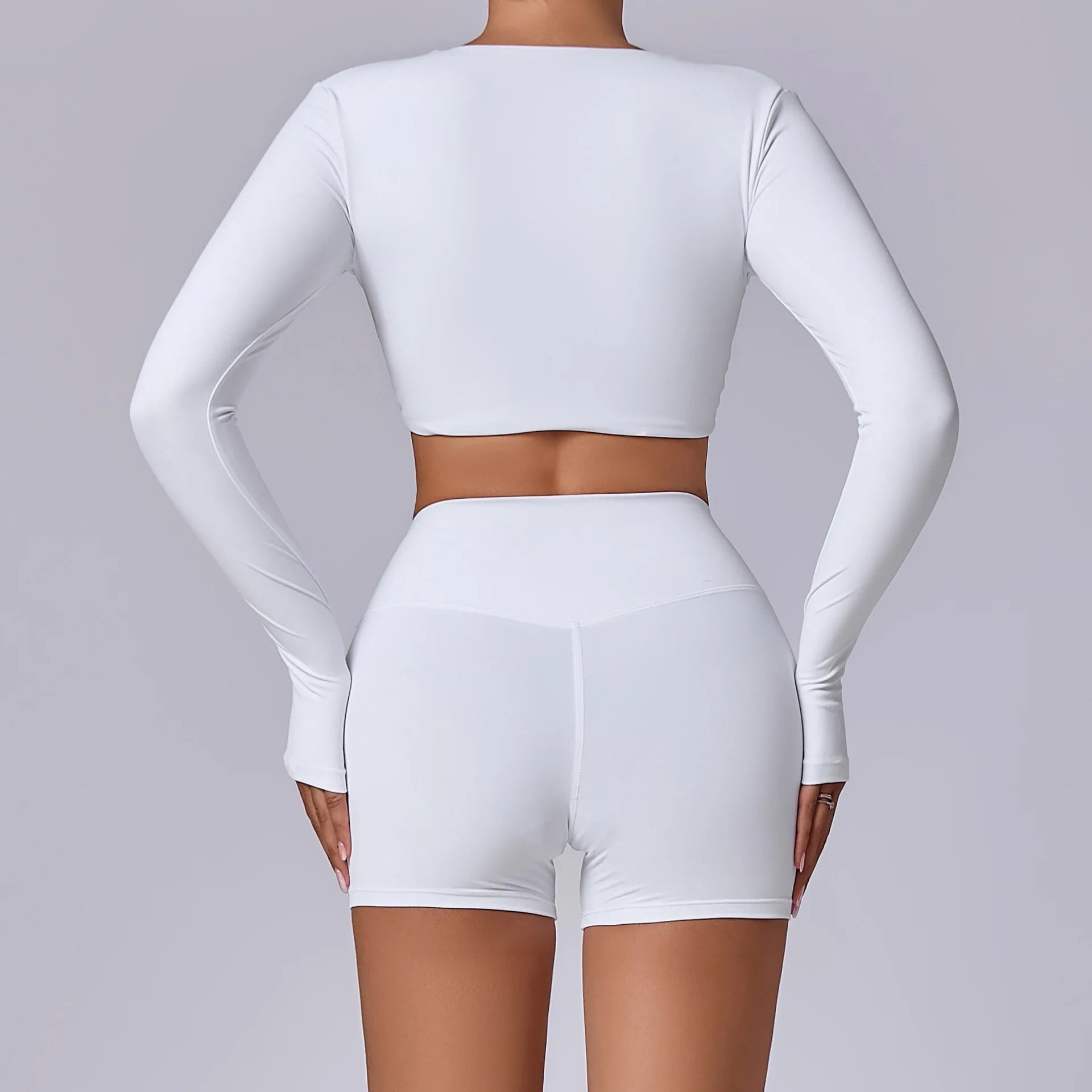 Crop Top Tập Nữ Dài Tay Lỗ Ngón Thể Thao Năng Động - Daisan Mart