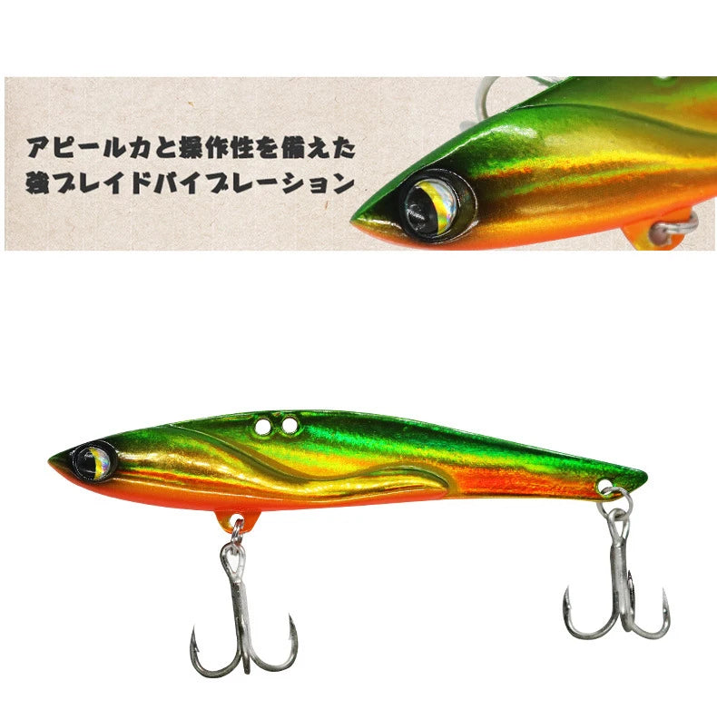 VIB Fishing Lures 35g 44g Sinking Vibration Blade Bait Spinner Spoon Jigging Lures Treble Hooks Bass Fishing Tackle