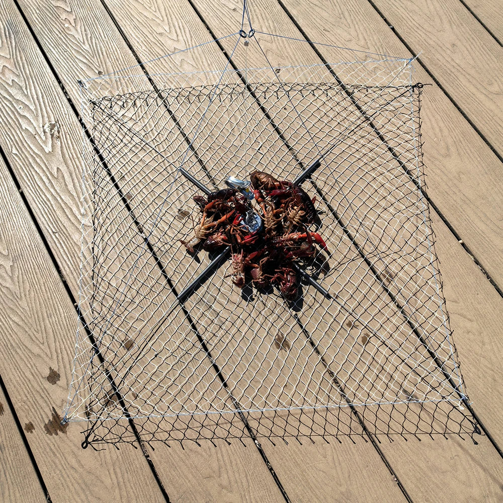1 pc spring contracting crab cage, stainless steel wire anti bite fishing net, bait cage for catching lobsters and crabs