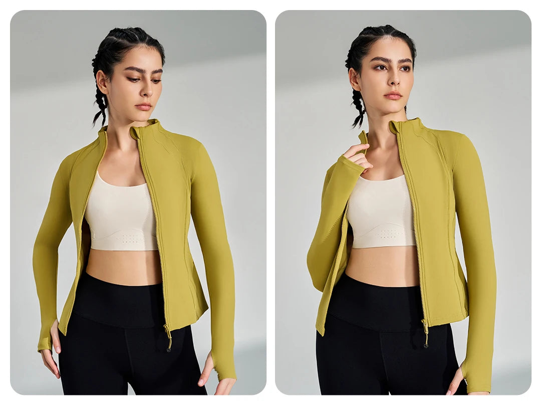 Áo Khoác Tập Gym Nữ Dài Tay Co Giãn Có Lỗ Ngón Tay - Daisan Mart