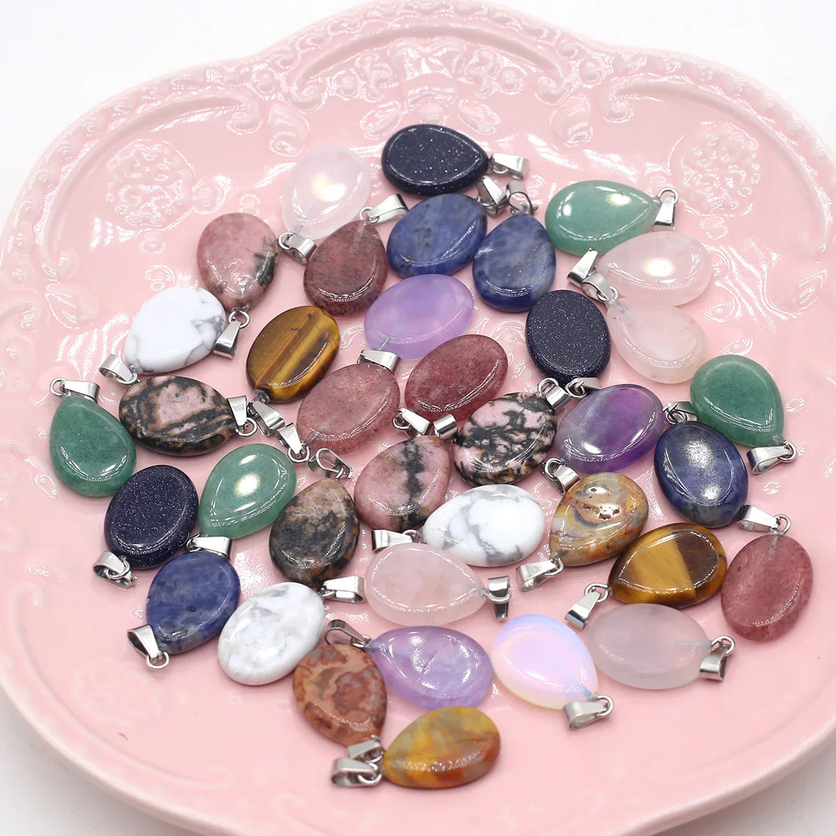 Unique Oval Natural Agate Pendant